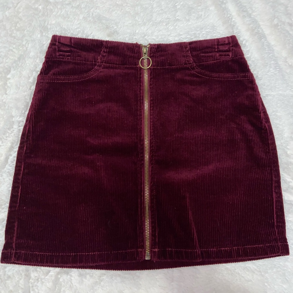 Maroon Corduroy Mini Skirt